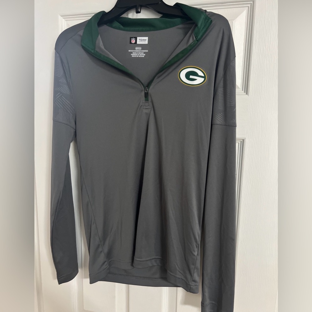 NFL Green Bay Packers Team Apparel Gray Pullover 1/4 zip